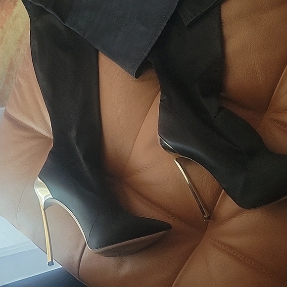 Casadei Blade Satin Over Knee Boots Sz 38 1/2 - Picture 7 of 12